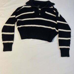 Forever 21 Black and White Striped Turtleneck Sweater